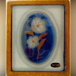 Vintage Boho Floral Bouquet Tile Oak Wood Trivet by SRG